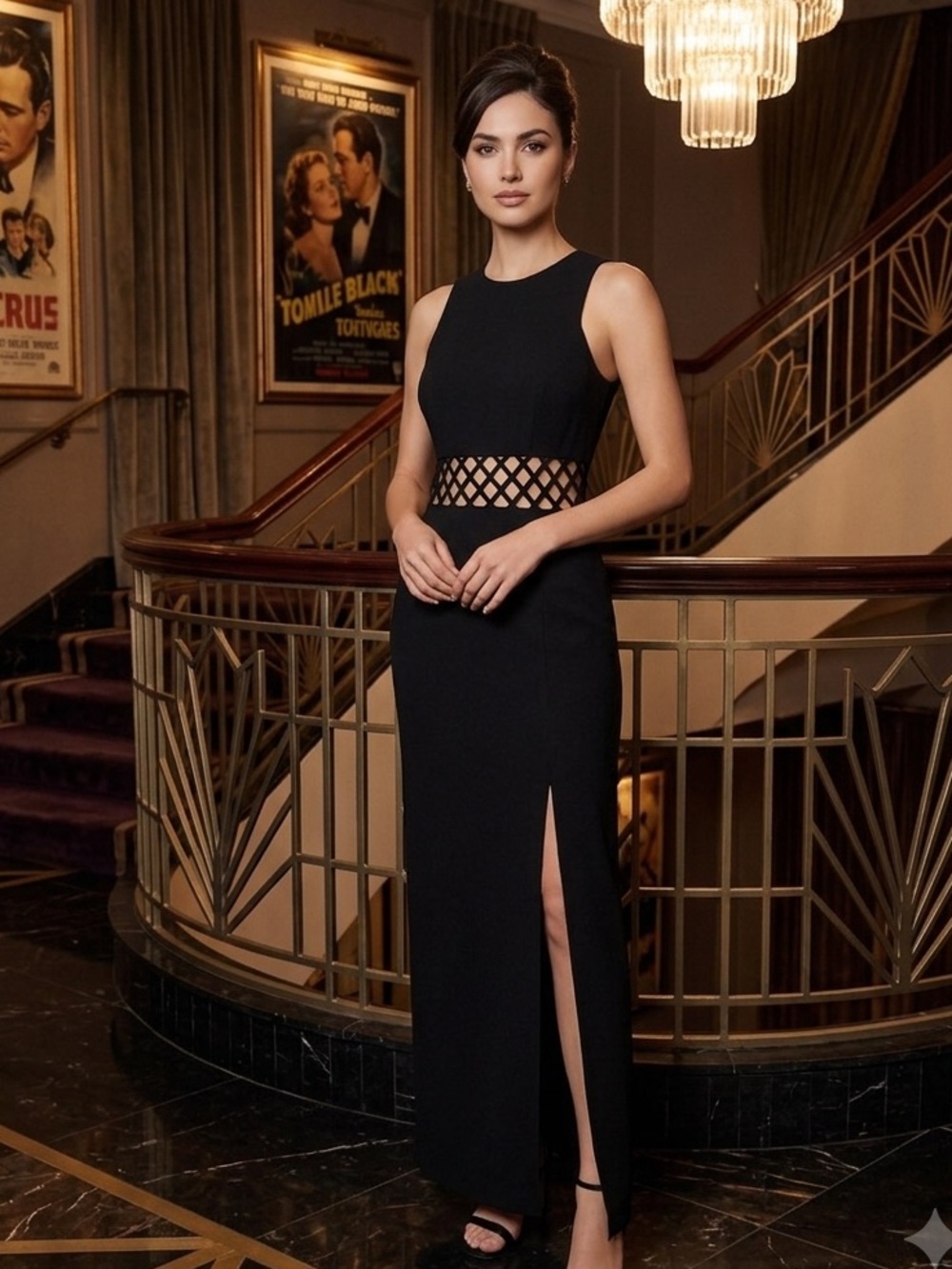 Vintage Faviana Black Cutout Waistline
Sheath Maxi Dress Size 4